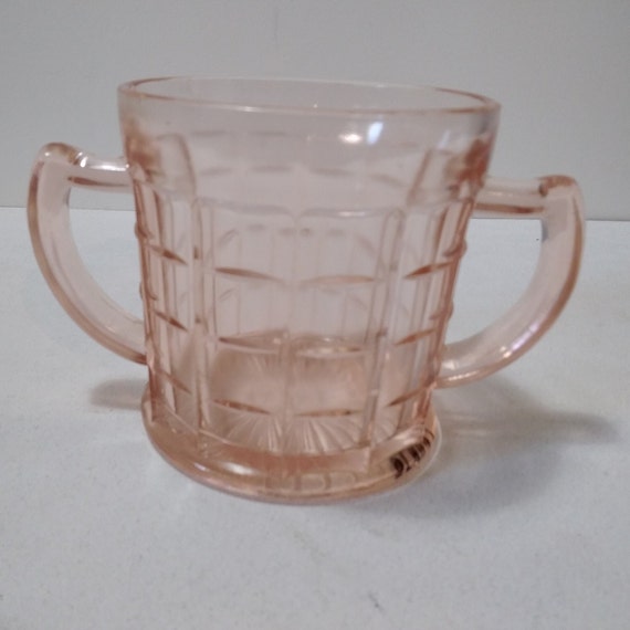 Vintage Pink Glass Tumbler with glass, Vintage pink Glass Pot with glass