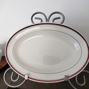 2 restaurantware large oval platters with red and green rim Grindley Hercules plate restaurant dishes