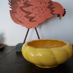 Mid century yellow ceramic bowl, yellow bowl for salad, rice or others, vintage ceramic platter service