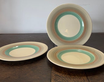 Susie Cooper prod. Crown works Burslem England 3 small plates, small plates 1920’s art deco