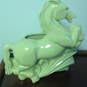 Art Deco, 1930s green planter mid century, horse, horse planter, ceramic, planter, art deco flowers