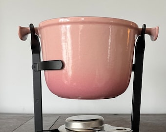 Le Creuset pink fondue dish, pink fondue set vintage La mama, Ffance