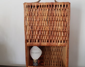 Rattan basket, wine bag, vintage portable bar, wicker, wine bag, rattan