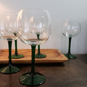 Green wine tumbler vintage, green stem wine glass, large format,