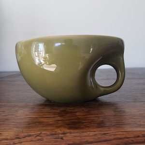 Elan Mcpherson mcm pottery mug, green, tasse vintage Elan style Buddha, A1