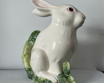 Bunny pitcher, rabbit pitcher vintage Italy hand made Pizzato, old vase, rabbit carafe