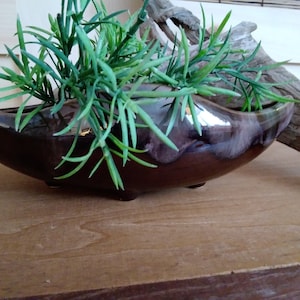 Plant pottery, brown, Beauce ware, Beauce Canada ceramic, mid century