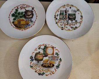 Set of 6 Kahla GDR plates, fondue, porcelain, 6 7.5 inch plates, vintage