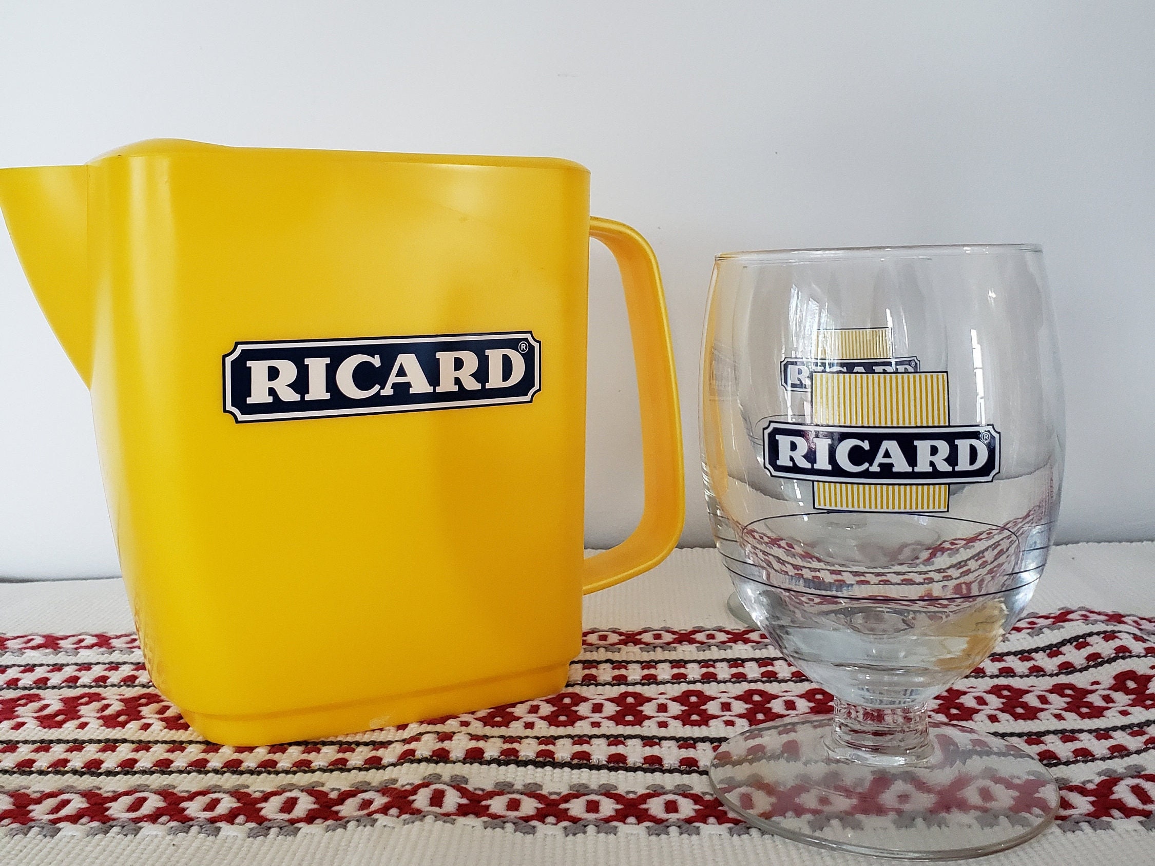 Pichet Ricard Vintage ceramic RICARD carafe Français Bistro panier