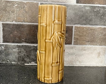 Tiki bar vase, Hawaii orchids, bamboo vase, vintage