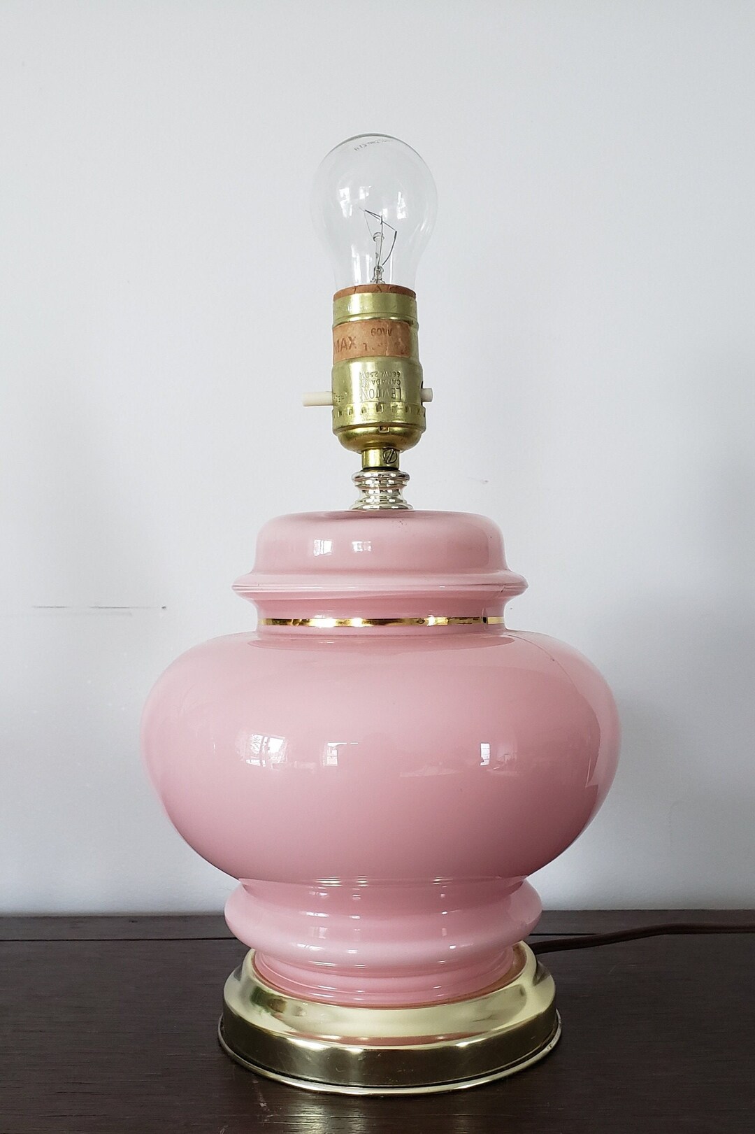Pink Table Lamp Pink Glass Leviton Lamp Vintage Good Shape Etsy