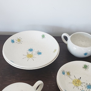 Atomic starbust Faienceries continentales, 2 bowls for soup, soup bowls, 7.5 inches, mcm