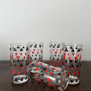 Dominion 5 playing card tumblers vintage water glasses playing cards