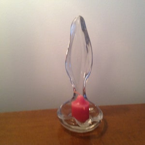 French candlestick, clear glass, Candle holder made in France, chic, classic, art deco, glass