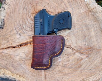 EXOTIC leather brown "short sleeve" pocket holster Ruger LCP