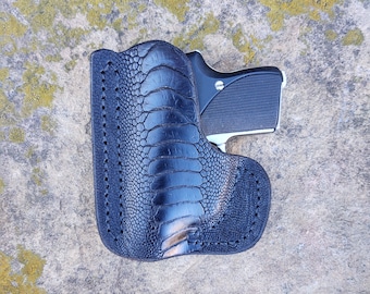 Black /Ostrich Leg/ pocket/ Seecamp  holster