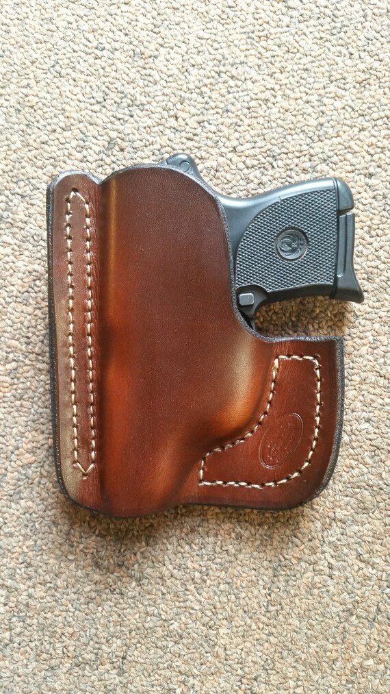 Handmade Brown Leather Pocket Holster – Fits Ruger LCP 2 Gen 2 – .380 ACP – Ambidextrous Concealment
