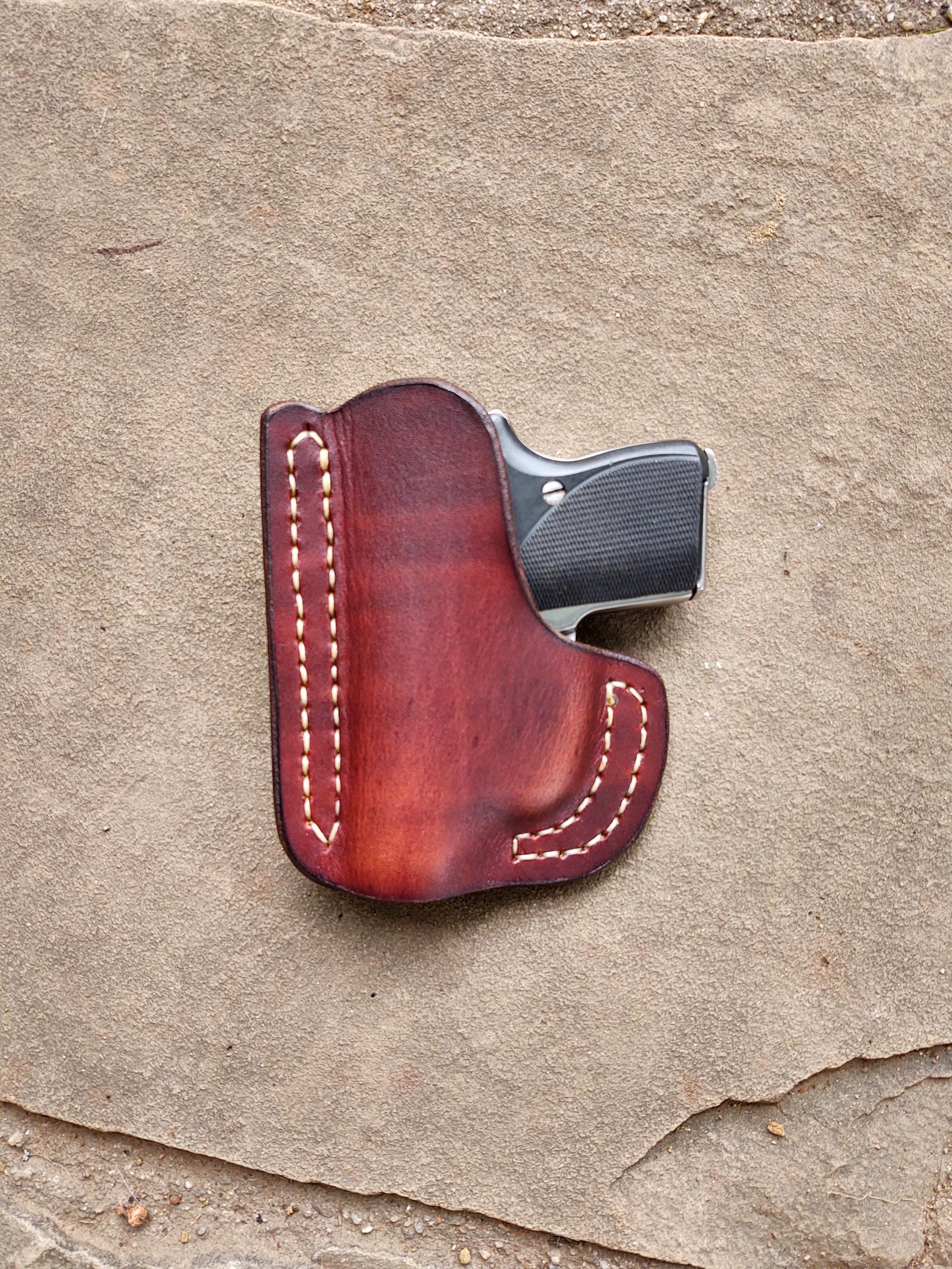Handmade Brown Leather Pocket Holster – Fits Seecamp .32 ACP (No Laser)