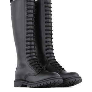 ADIX® 1320 laarzen zwart leer 20 veterogen thermoplastische dop handgemaakt grunge goth punk militair gevecht