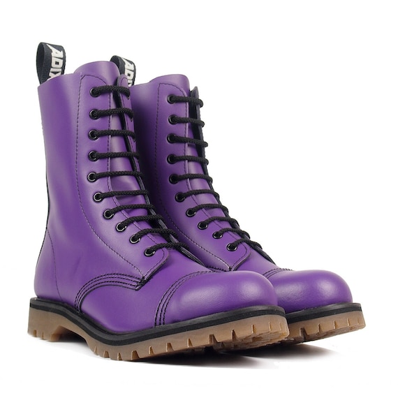purple steel cap boots
