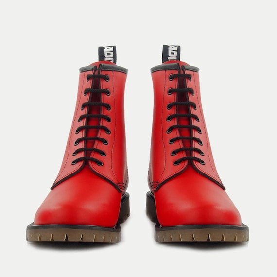 FINAL SALE !! ADIX® Boots 1308 red leather 8 holes unisex handmade footwear