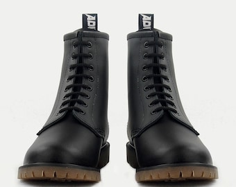 FINAL SALE !! ADIX® Boots 1308 black leather 8 holes unisex handmade footwear