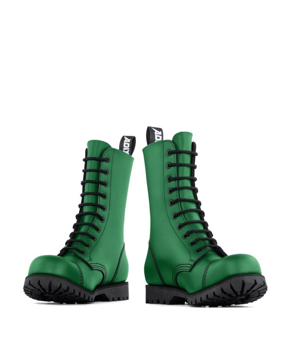 ADIX® 1210 Boots Green Leather 10 Eyelets Steel Cap Handmade | Etsy