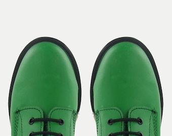 FINAL SALE !! ADIX® Boots 1308 green leather 8 holes unisex handmade footwear