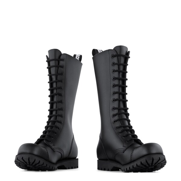 NOUVEAU !! ADIX® 1214 Bottes en cuir noir, 14 oeillets, casquette en acier, bottes de combat militaires gothiques grunge punk en métal faites à la main