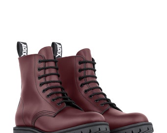 NEW !! ADIX® 1308 Boots Cherry Red Leather 8 eyelets thermoplastic cap handmade grunge goth punk military combat