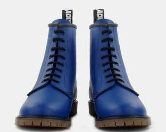 FINAL SALE !! ADIX® Boots 1308 blue leather 8 holes unisex handmade footwear