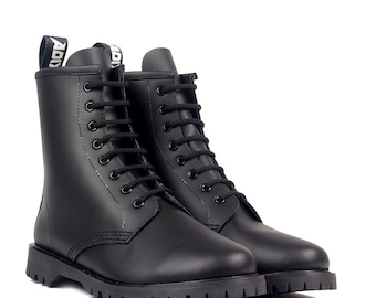 FINAL SALE !! ADIX® Boots 1308 black vegan leather 8 holes unisex handmade footwear