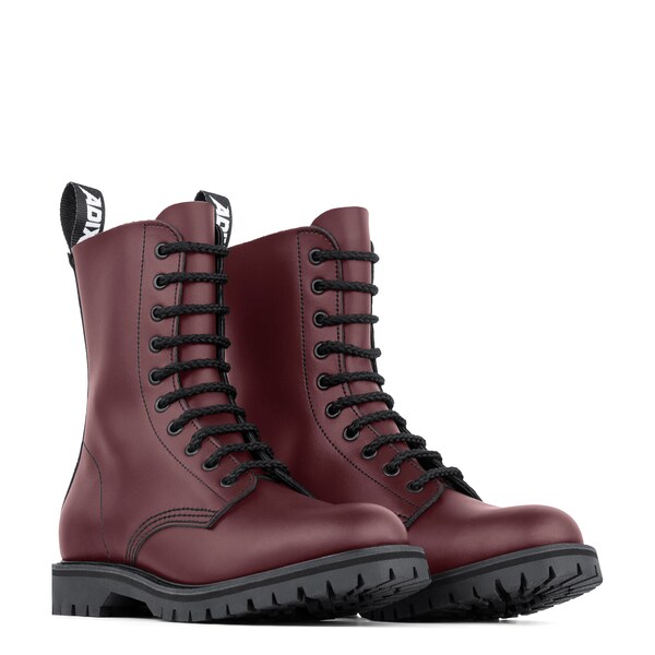 NEW !! ADIX® 1310 Boots Cherry Red Leather 10 eyelets thermoplastic cap handmade grunge goth punk military combat