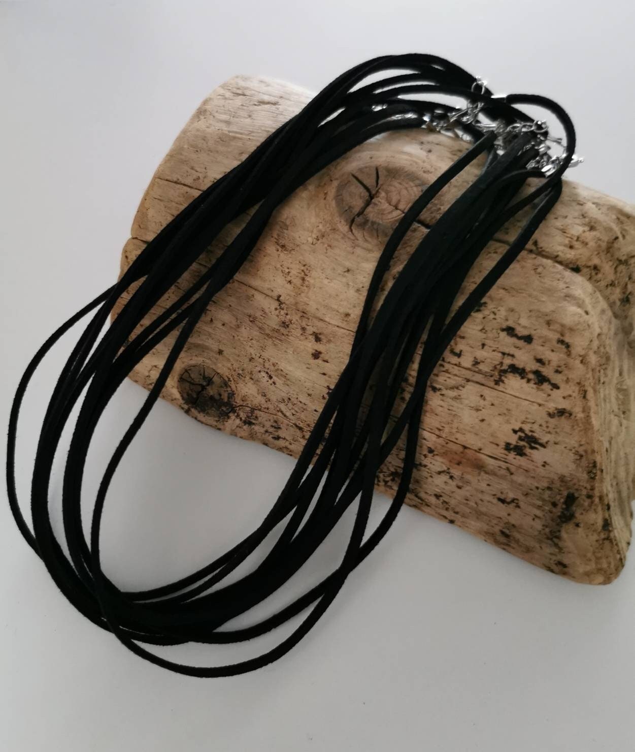 Collana girocollo a cordoncino in pelle e attacco in argento Sterling 925, diametro: 3 mm, per bracciali con ciondoli stile europeo e rhodium placcato  argento, cod. NLC164 603 3M 16X1