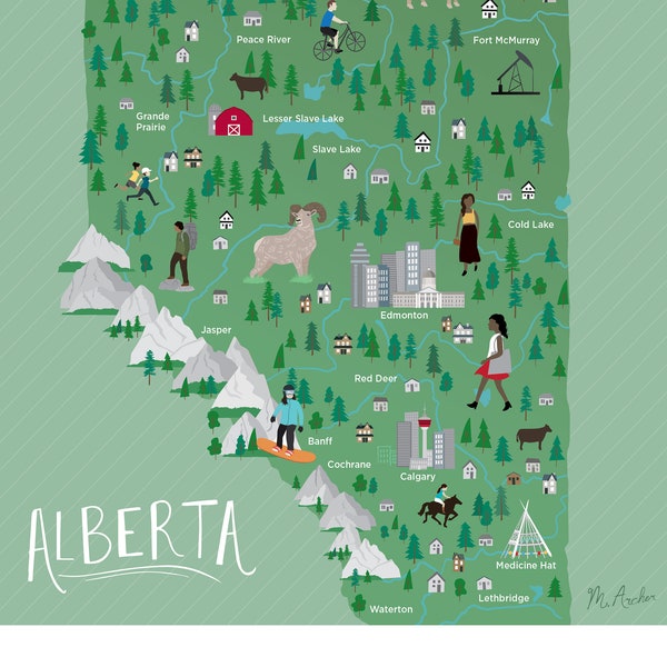 Carte illustrée de l'Alberta