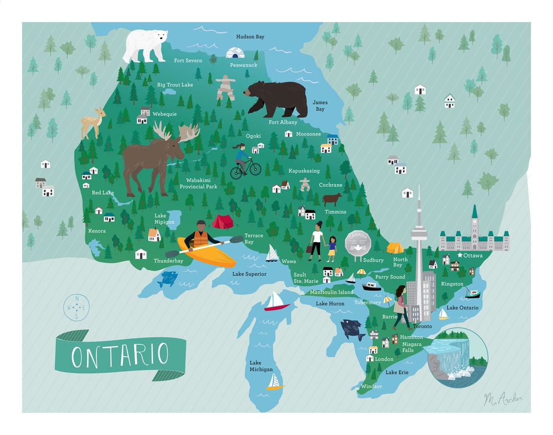 Ontario Illustrated Map - Etsy