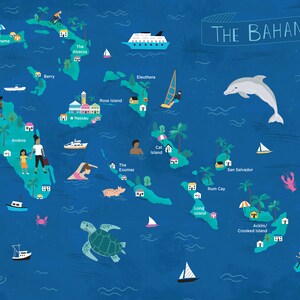 Bahamas Islands Illustrated Map