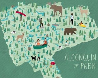 Mapa ilustrado del Parque Provincial Algonquin