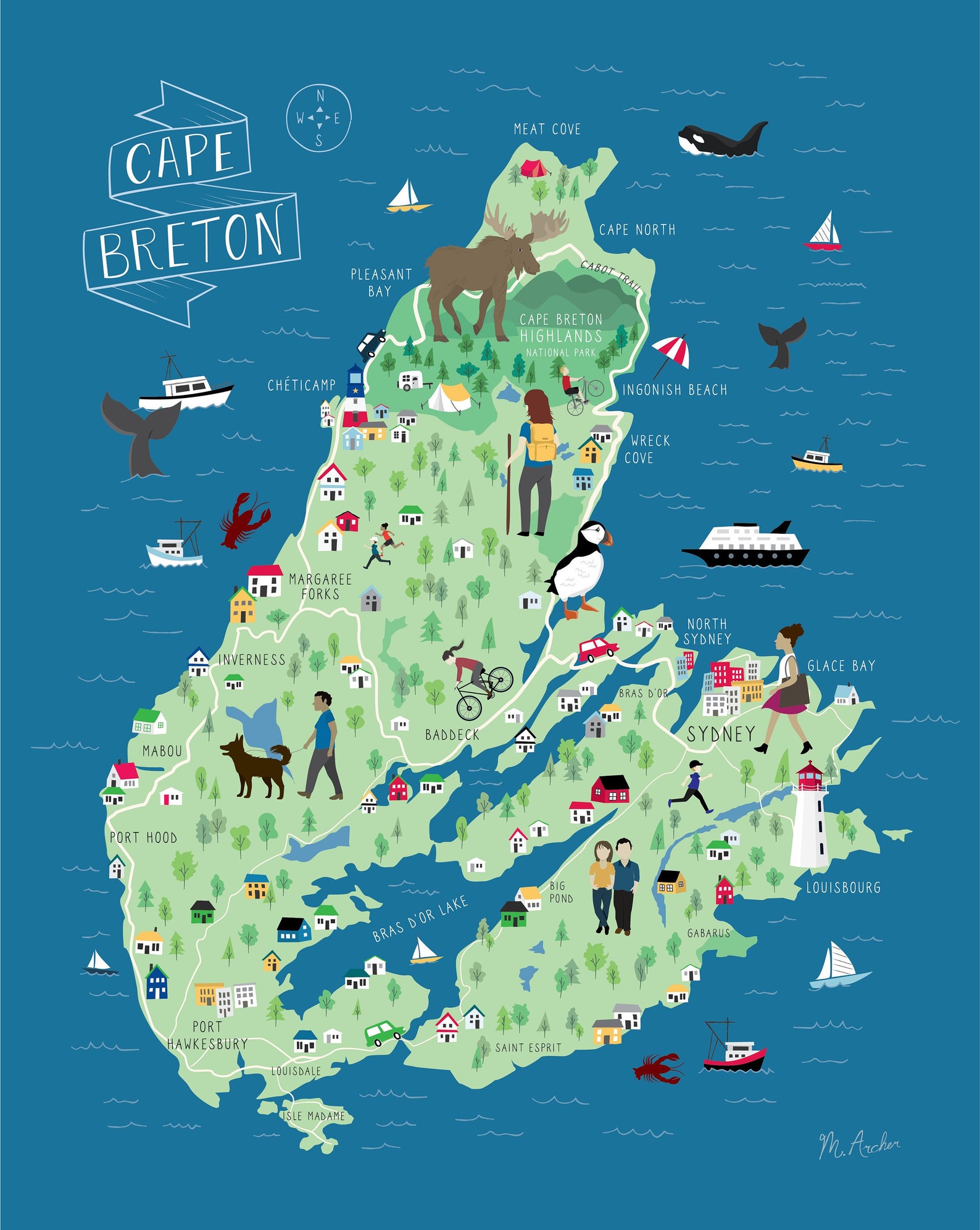 Cape Breton Illustrated Map Etsy