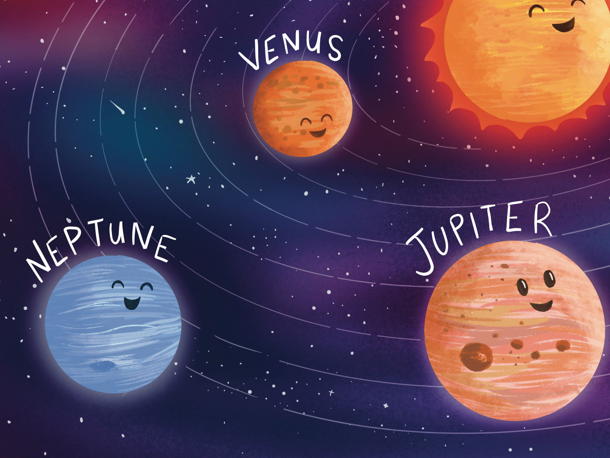 Happy Solar System Print - Etsy