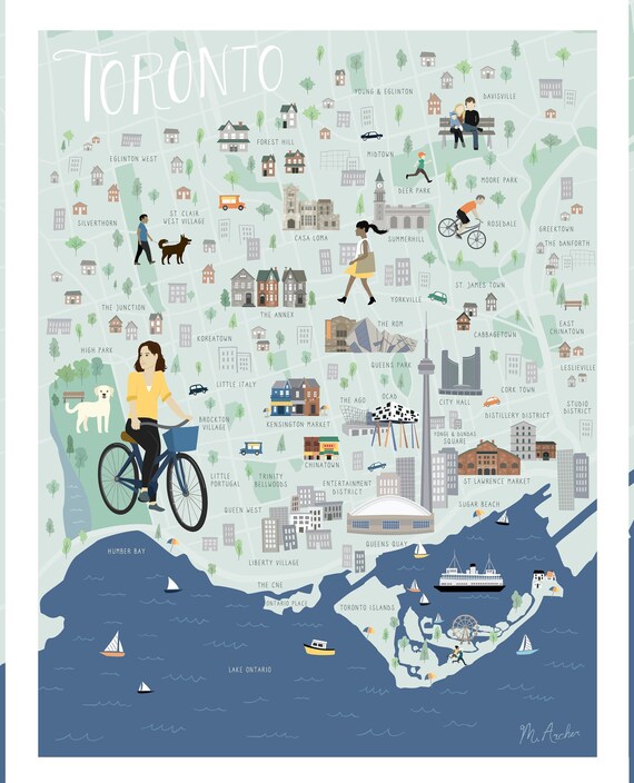 Toronto Illustrated Map Etsy