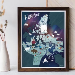 Mapa ilustrado del territorio de Nunavut