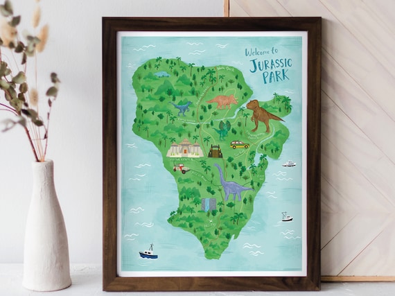 Jurassic Park Illustrated Map - Etsy