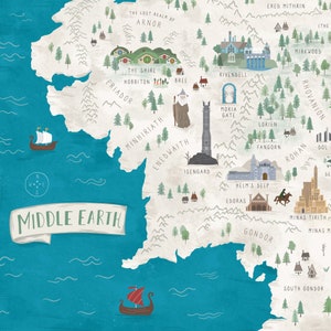 Carte illustrée LOTR de la Terre du Milieu