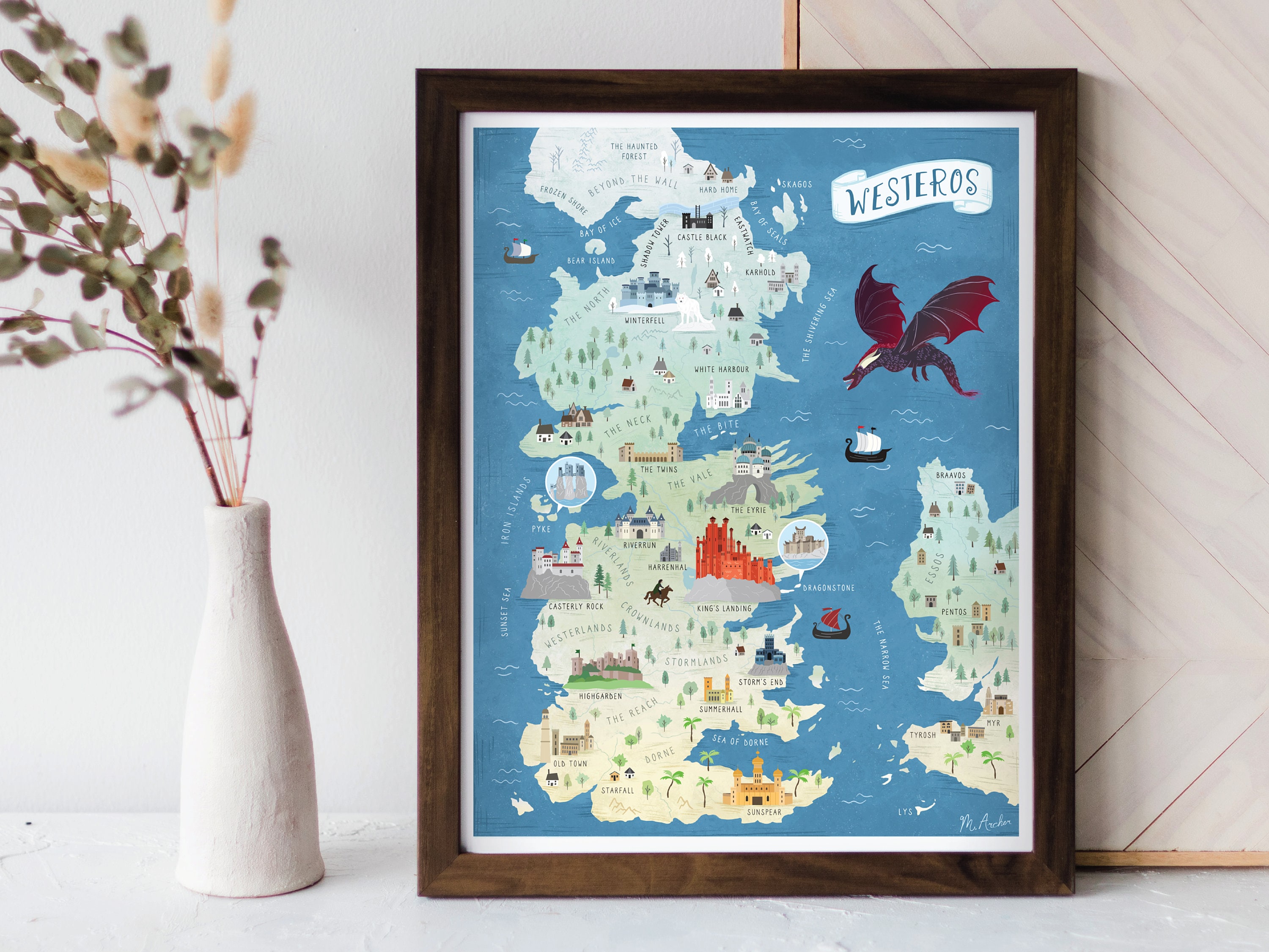 Game Of Thrones Antique Map Westeros Essos 50x40 Cm Mini Poster