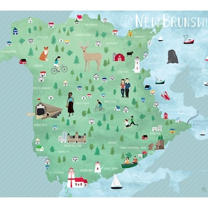 Ilustrowana mapa Nowego Brunszwiku
