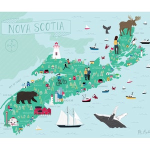 Geïllustreerde kaart van Nova Scotia