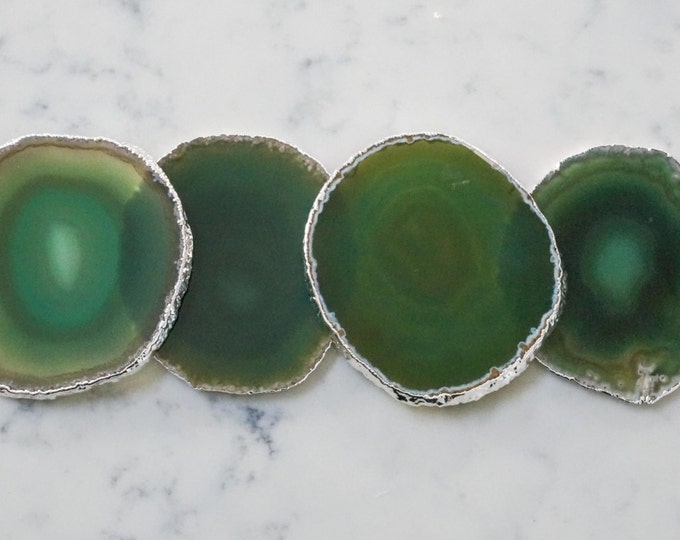 GS05 Green Agate Coasters. Emerald Green Coasters. Gem Etsy