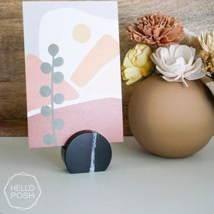 Black Marble Half Moon Card Holder: Nero Marquina Photo Display