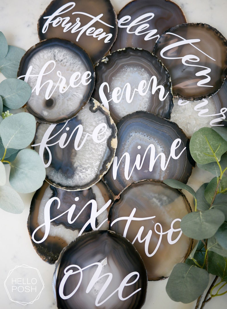 Agate Table Numbers. Agate Wedding Decor. Wedding Place Cards Etsy